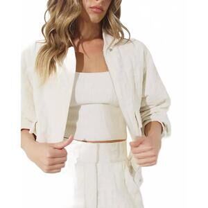 NEW MULLA embossed bomber jacket in white